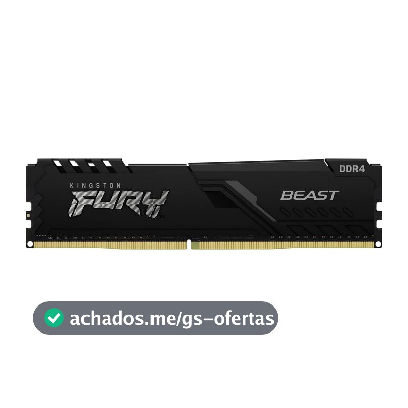 MEMÓRIA KINGSTON FURY BEAST DIMM DDR4 8GB 3200 MHZ KF432C16BB/8 1,35V 1Rx 288 pinos Desktop Gamer