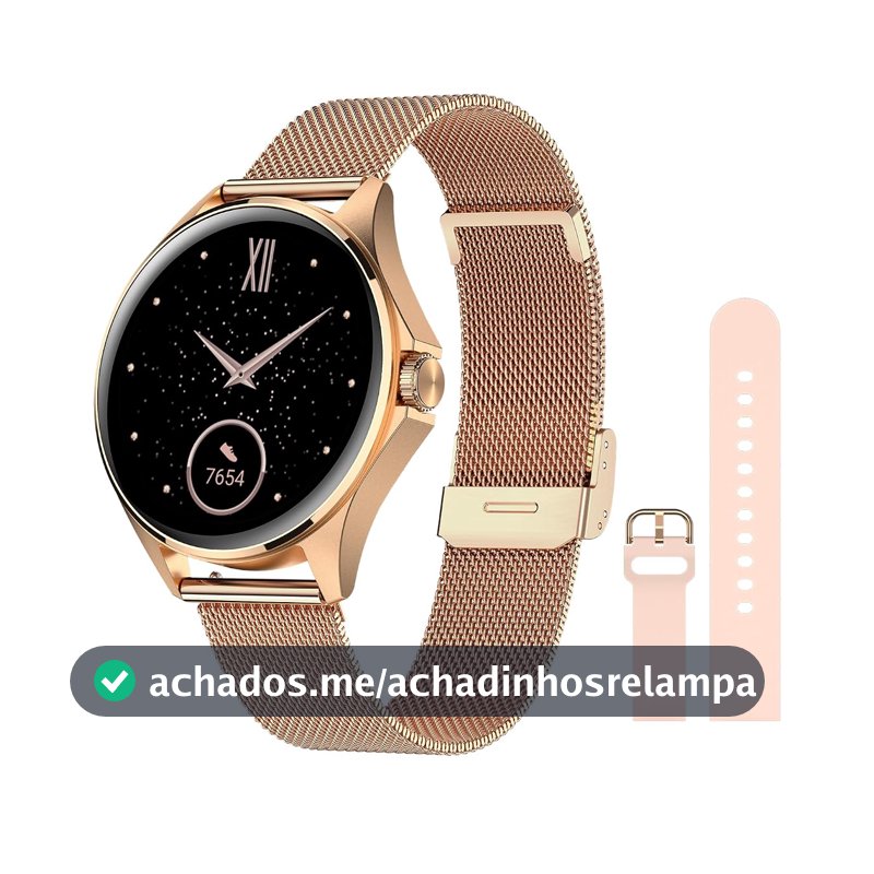 Smartwatch Feminino Relógio Inteligente com IA Chatgpt, 1.32’’ AMOLED,iOS Android, IP68 Água, Frequência Cardíaca, Monitor de Sono, 100 Esportes, 2 Pulseiras silicone e couro