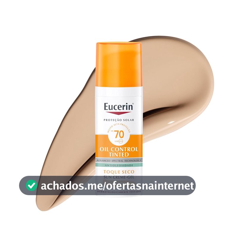 EUCERIN Protetor Solar Facial Oil Control Cor Clara FPS 70 50ml, Antioleosidade, Proteção UVA, UVB e Luz Visível, Pele Oleosa
