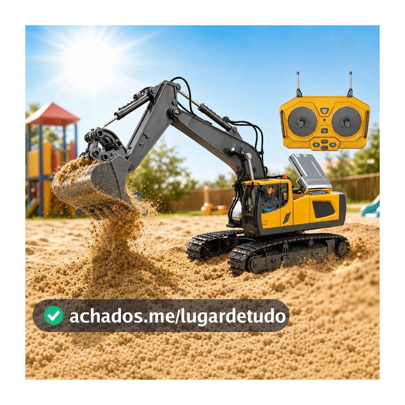 Escavadeira de Controle Remoto 2.4GHz Infantil USB Recarregável Escala 1:20 Brinquedo Educativo com Esteiras de Borracha Pá de Metal 50m Presente Meninos