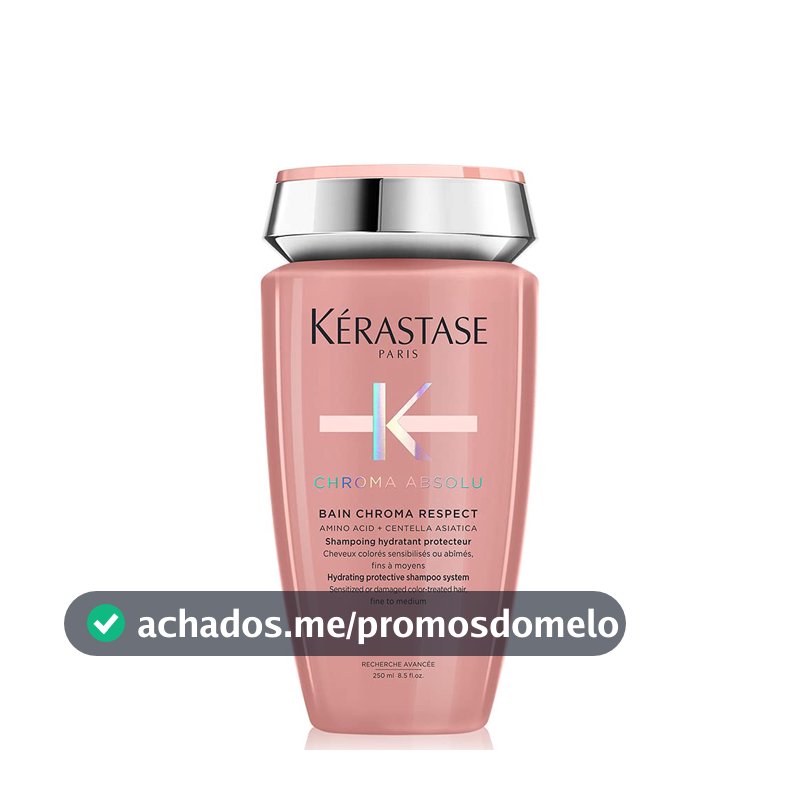 Kérastase Shampoo Chroma Absolu Bain Chroma Respect, Para Cabelos coloridos, Proteção de cor, Aminoácido, Centelha Asiática, 250 ml