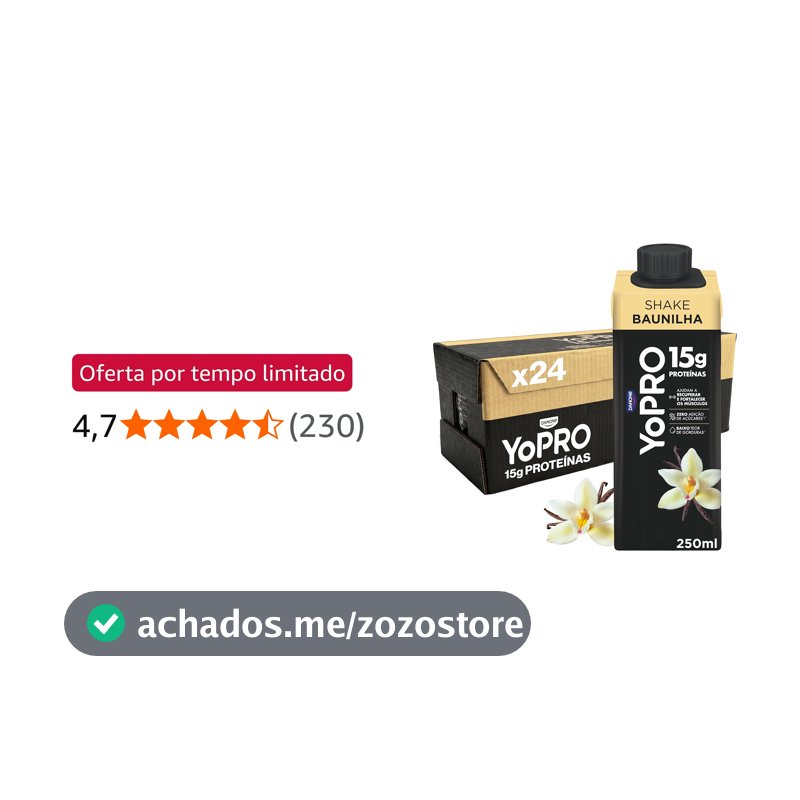 Pack YoPRO Bebida Láctea UHT Baunilha 15g de Proteínas 250ml - 24 Unidades