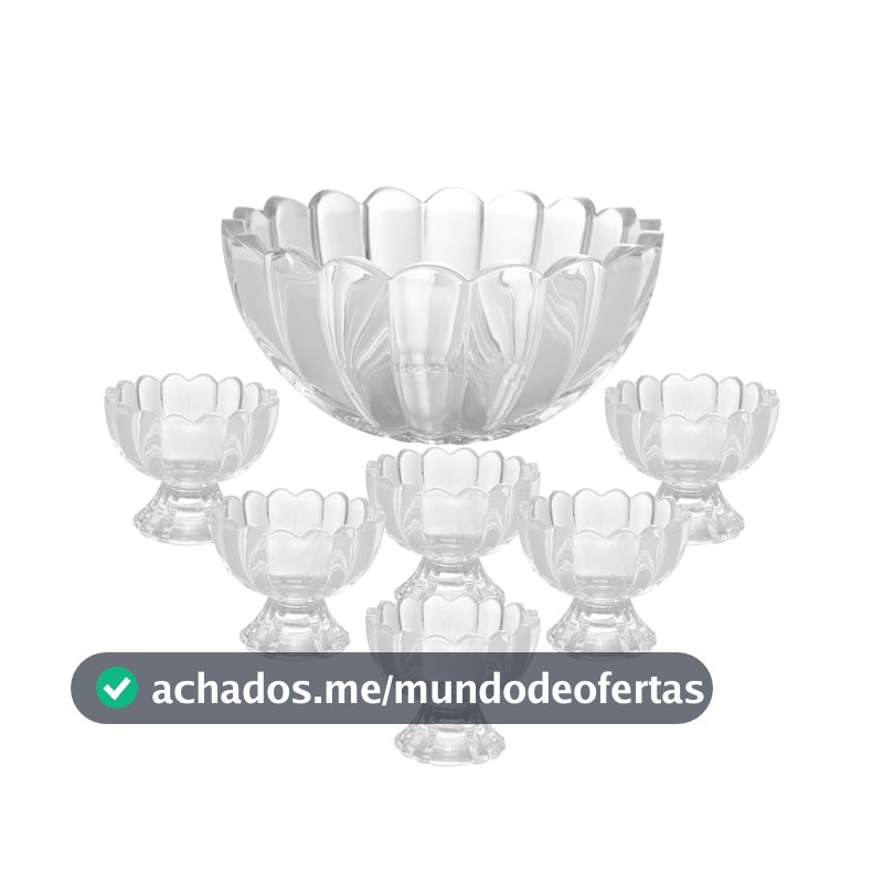 WOLFF - Conjunto 7 Peças Bowl com 6 Taças para Sobremesa Geneva 1,1L/125ml