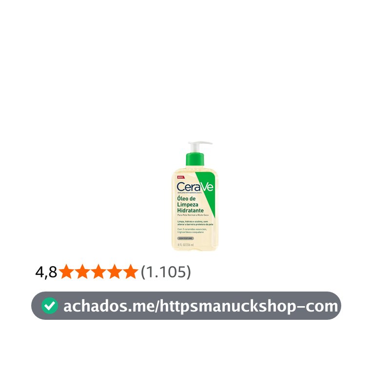CeraVe Óleo de Limpeza Hidratante para Banho, Sem Fragrância, 236ml