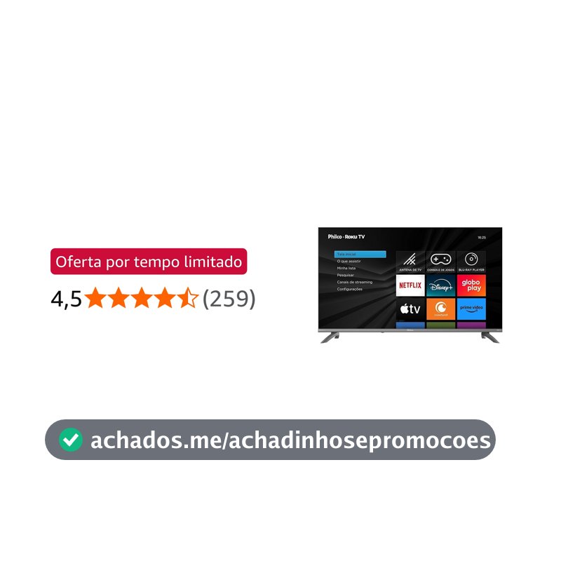 Smart TV 43" Philco Roku TV HDR10 Dolby Áudio