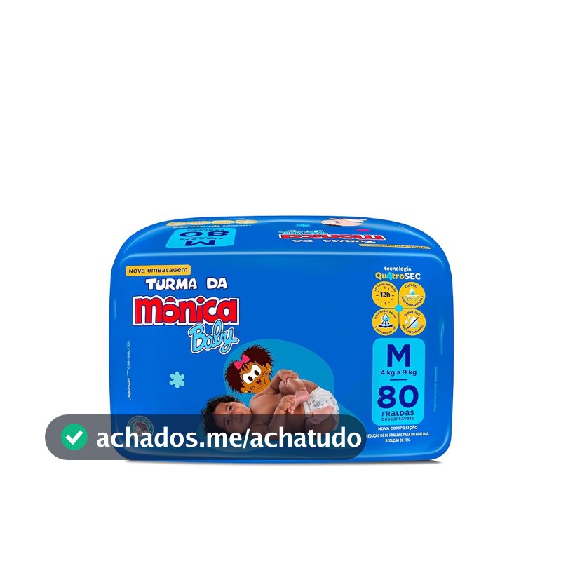 Fralda Turma da Monica Baby Giga M 80 Unidades
