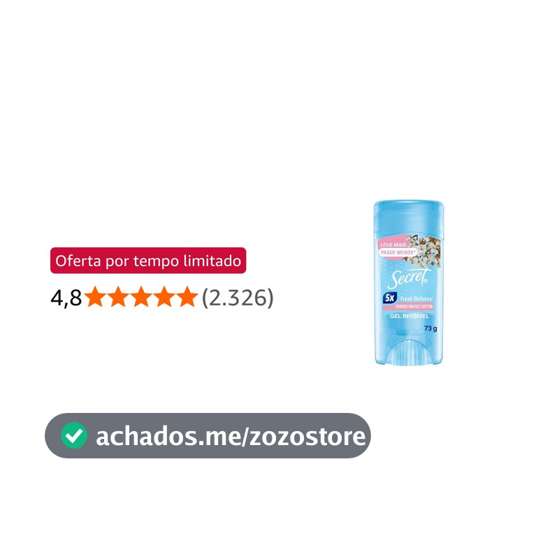 Secret Desodorante Antitranspirante em Gel Proteção de Algodão 73 g