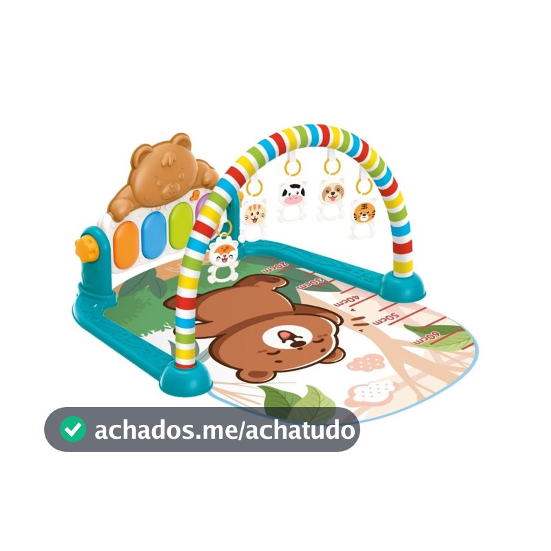 Tapete De Atividades Para Bebê Ginásio Piano Musical 5 Brinquedos Interativo Happy Maxi Baby (Verde)