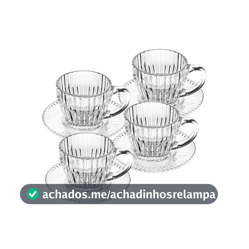 WOLFF - Conjunto 4 Xícaras de Café de Cristal Imperatriz 110ml