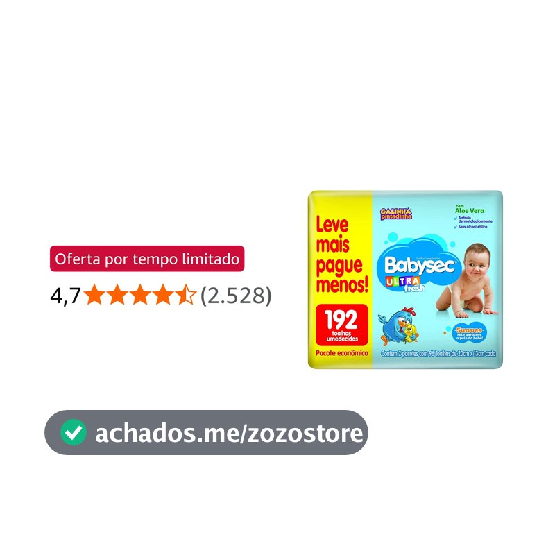 Lenço Umedecido Babysec Pacote Economico 192 folhas