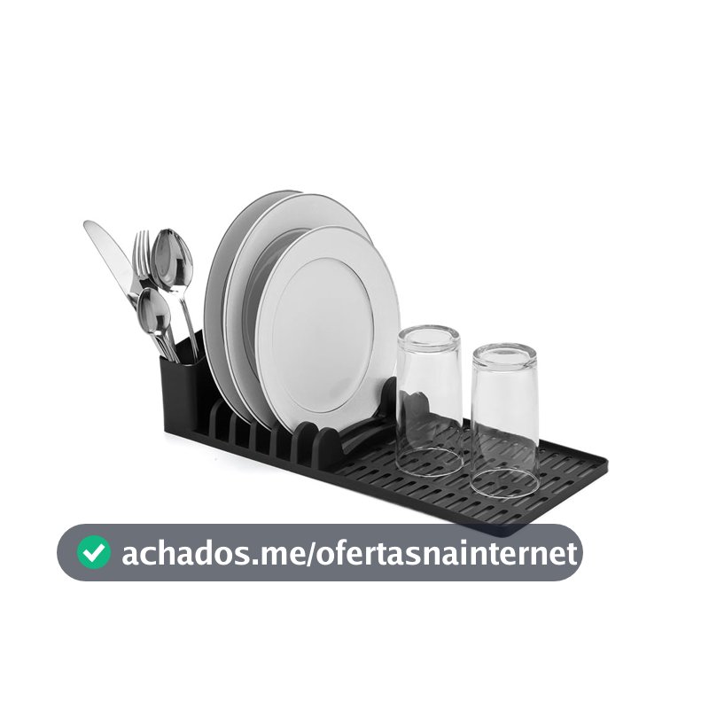 Escorredor de Louça DASPLAST Slim para 6 Pratos, Talheres e Copos, Compacto para Cozinha, Preto, Design Alongado