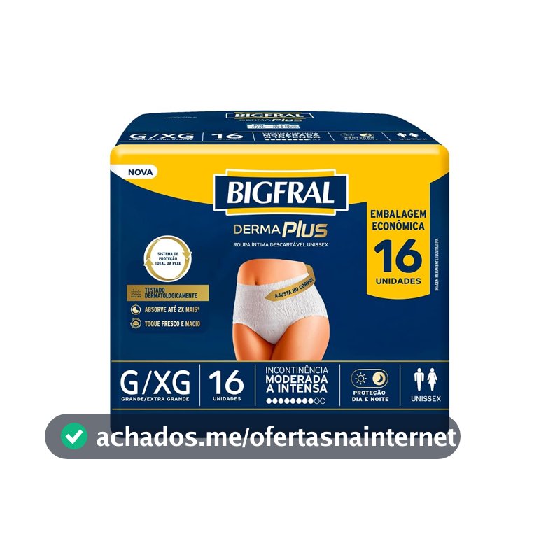 Roupa Íntima Bigfral Derma Plus G/XG 16 Unidades
