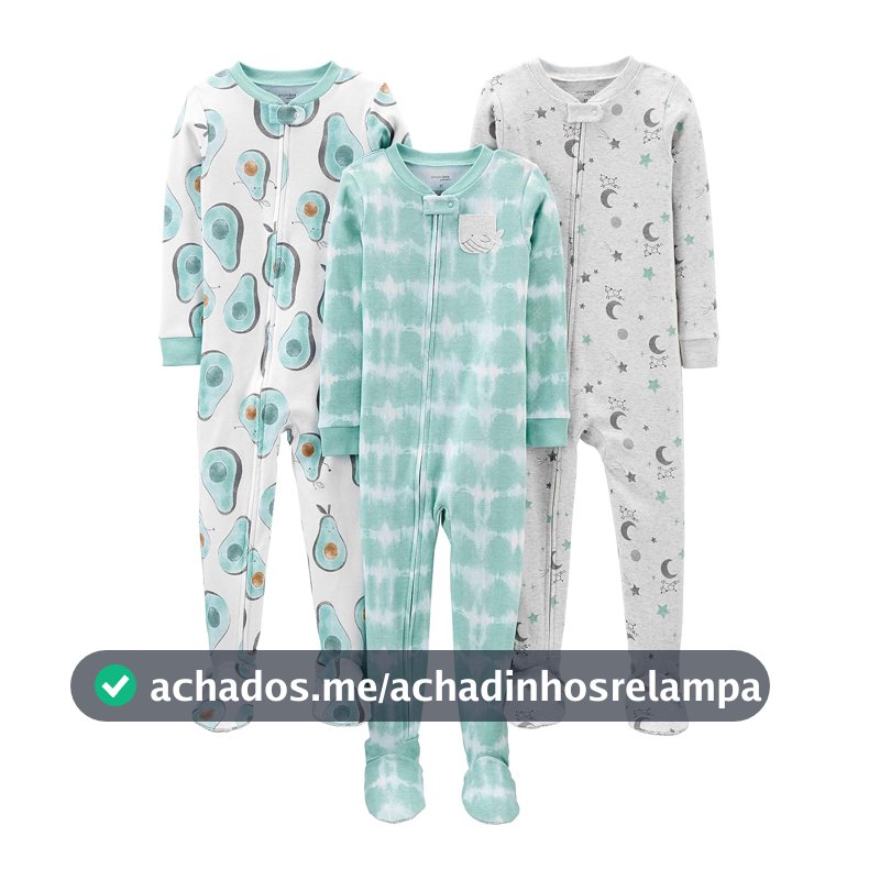 Macacão de dormir para bebês Pijama de algodão com pés justos Simple Joys by Carter'sMeninos