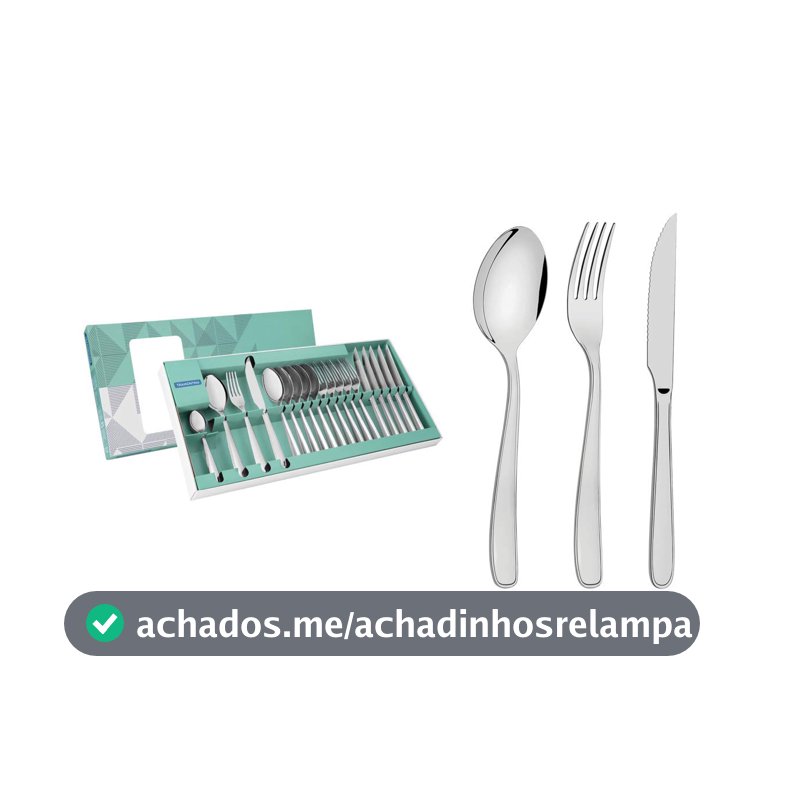 Tramontina 66902840 Faqueiro Aço Inox com Faca para Churrasco com 24 Peças, Prata