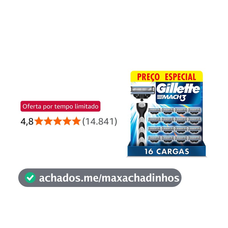 Gillette Mach3 Carga para Aparelho de Barbear 16 Unidades