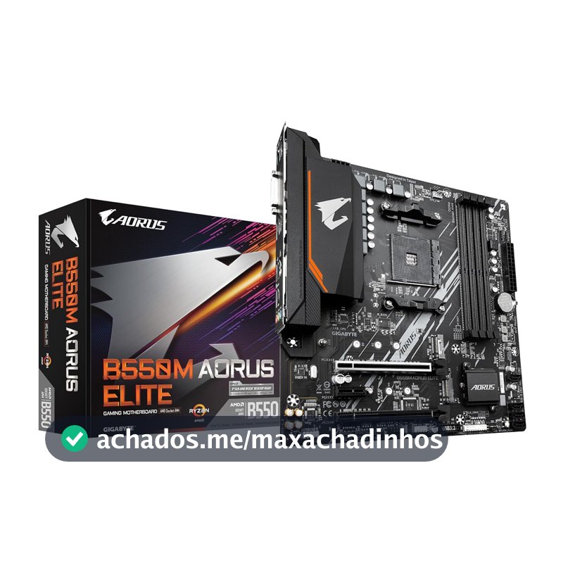 Placa Mãe Gigabyte B550M AORUS ELITE (AM4/DDR4/HDMI/M.2(PCIe,NVMe,SATA3)/VRM Solution/USB3.2) - B550M AORUS ELITE
