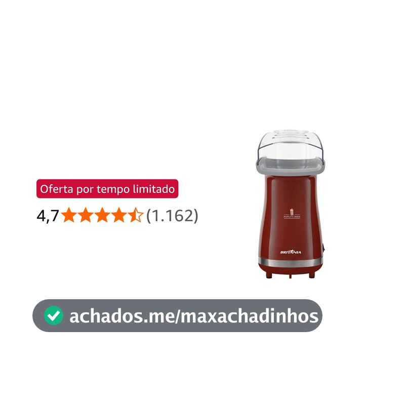 Britânia Pipoqueira, Poplite Inox Bpi01vi, Vermelho, 127V, 62551004 Plástico e Metal
