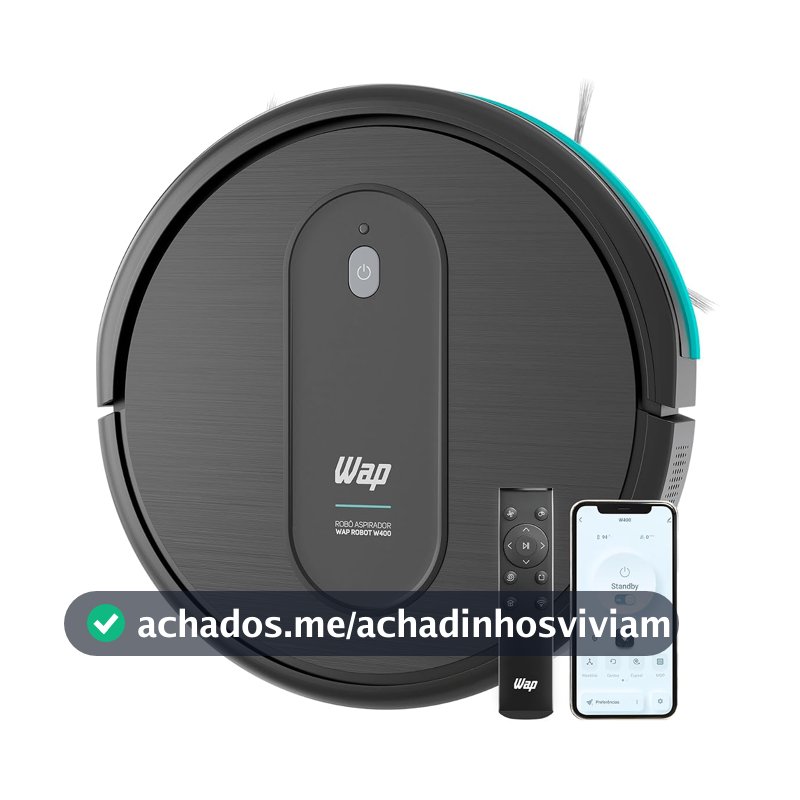 WAP Aspirador de Pó Robô ROBOT W400 3 em 1, Automático, 300ml, Compatível com Assistentes de Voz, 30W 10,8VDC Bivolt
