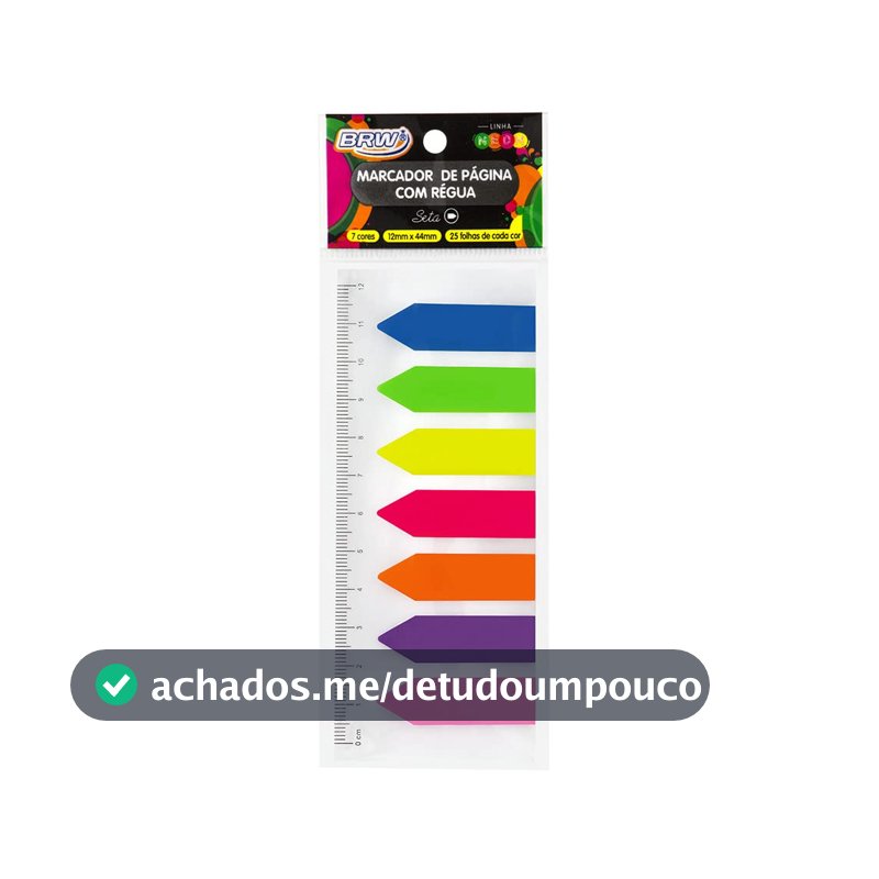 Marcador De Página Adesivo 12X44Mm Seta 7 Cores Neon Brw, brw