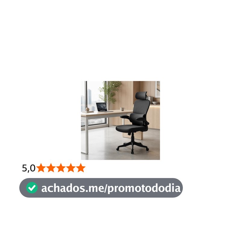 Laruno Cadeira de Escritório Almirante P600 Mesh Reclinável Preta 150kg