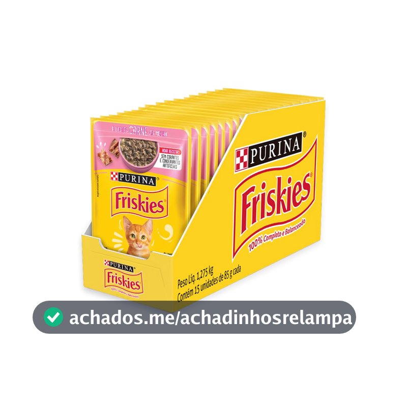PURINA FRISKIES Carne ao Molho Ração Úmida 85g Pack 15un Gatos Filhotes