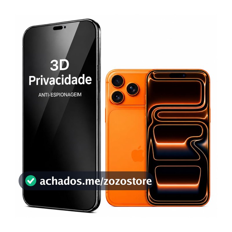 Película Privacidade 3D VIDRO Protetora de Tela Anti-riscos queda Proteção Total Compatível com Celular IPHONE X/11/12/13/14/15/16E PRO MAX ANTI BISBILHOTEIRO (14 PROMAX 15 PLUS)