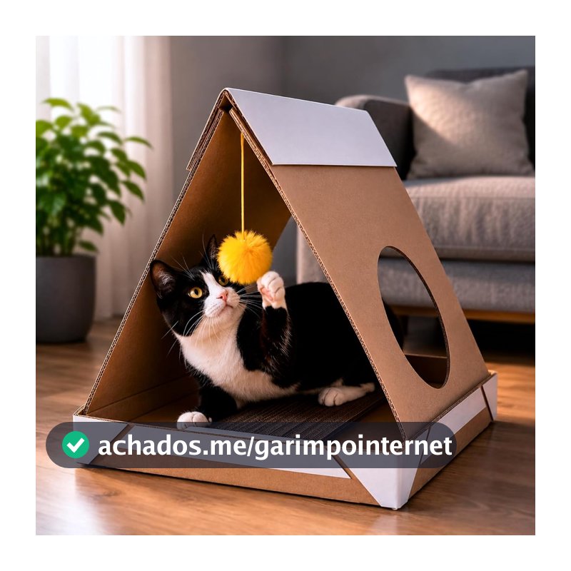 Casa de Gato 3 em 1 com Arranhador Duplo, Brinquedo e Toca  - Catbana