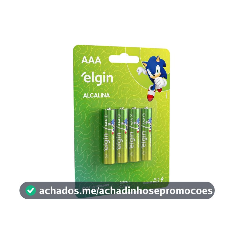 Pilha Alcalina, Elgin, Palito AAA, Blister com 4