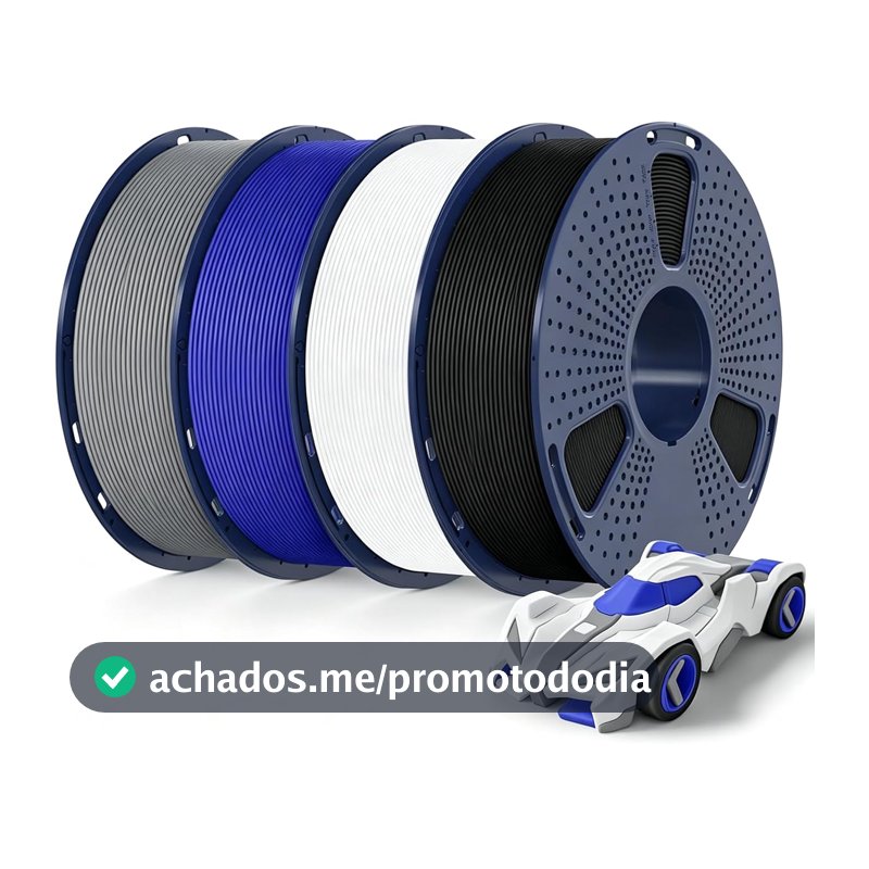 Creatorally Filamento PLA Fosco 1,75mm 250g 4 Cores Preto Cinza Branco Azul