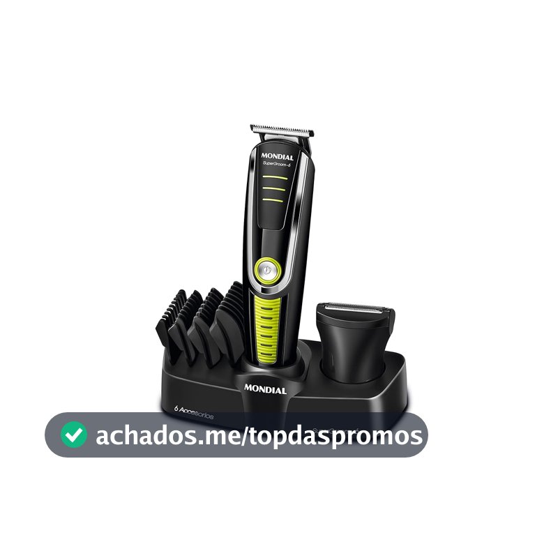 MONDIAL Aparador de Pelos Super Groom 06, Preto/Verde, 6W, Bivolt - BG-04