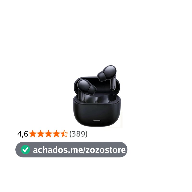 Fone Bluetooth Redmi Buds 6 Lite Preto - Cancelamento de Ruído Ativo e Bateria de 38 horas - Produto Global - Não Oficial Brasil