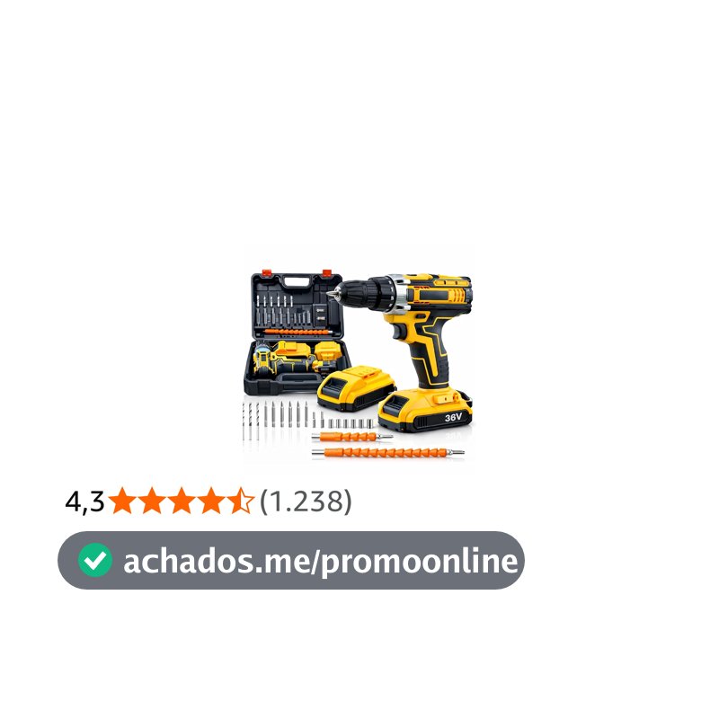 Furadeira e Parafusadeira Sem Fio 48V com 2 Baterias Recarregáveis, Maleta e Kit de Acessórios, Controle de Torque, Velocidade Variável e LED – Uso Doméstico e Profissional