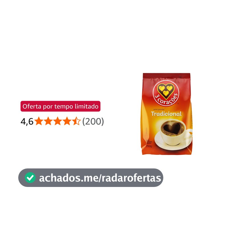 3 Corações Café Torrado E Moído Tradicional Pacote 250G