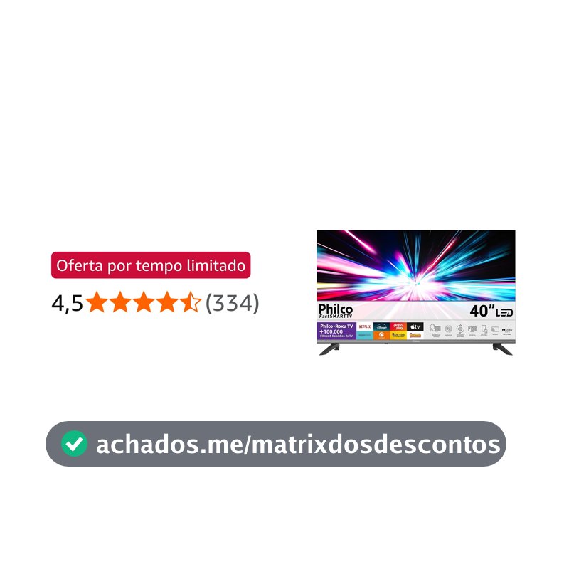 Smart TV 40" Philco Roku TV HDR10 Dolby Áudio P40CRA