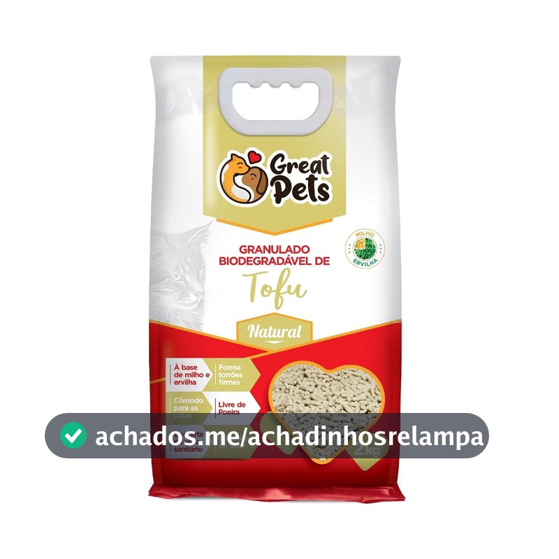 Great Pets Areia Higiênica Biodegradável Tofu 2kg Natural