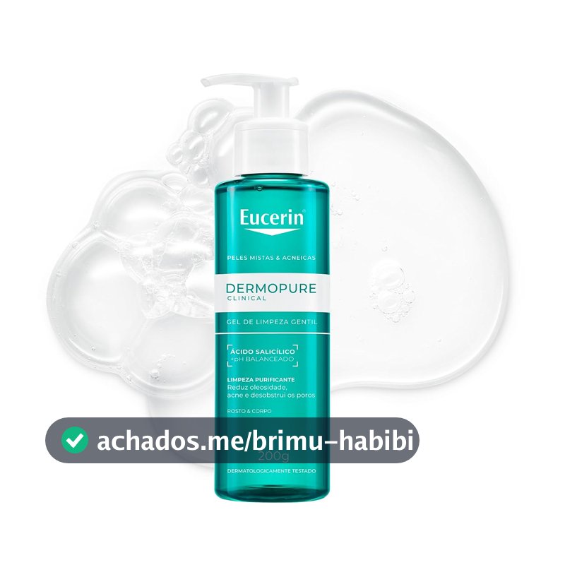 EUCERIN Dermopure Clinical Gel de Limpeza Gentil 200ml, Redução da oleosidade e acne, Desobstrui os poros