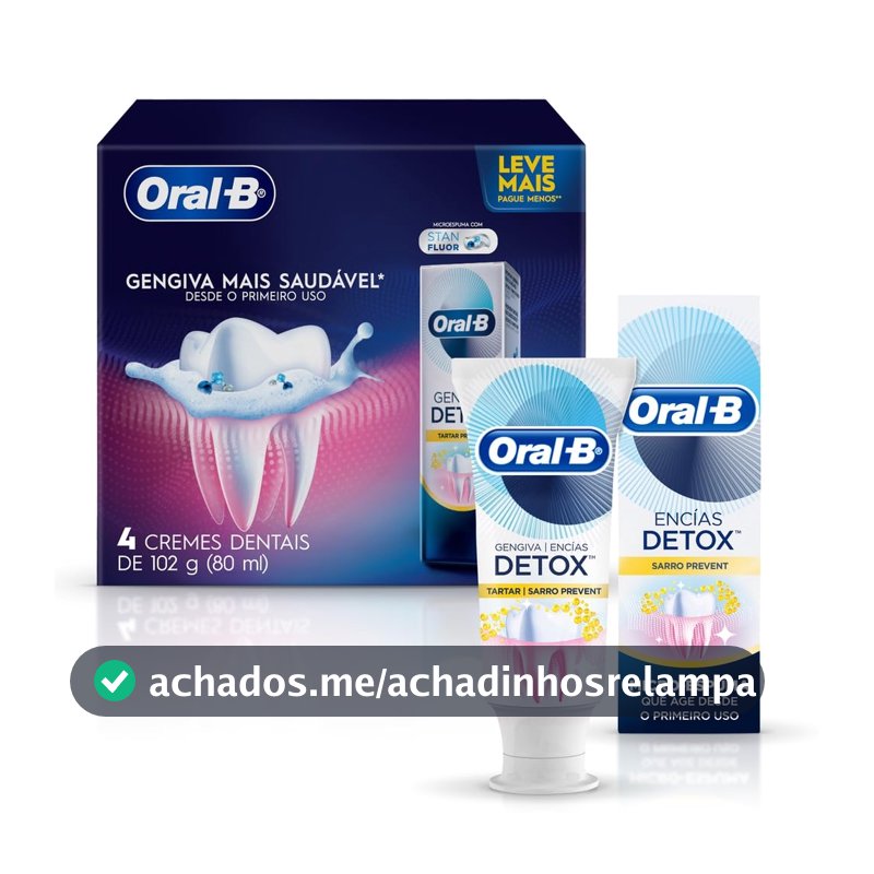 Oral-B Pasta de Dente Gengiva Detox Tartar Prevent 102g, 4 Unidades