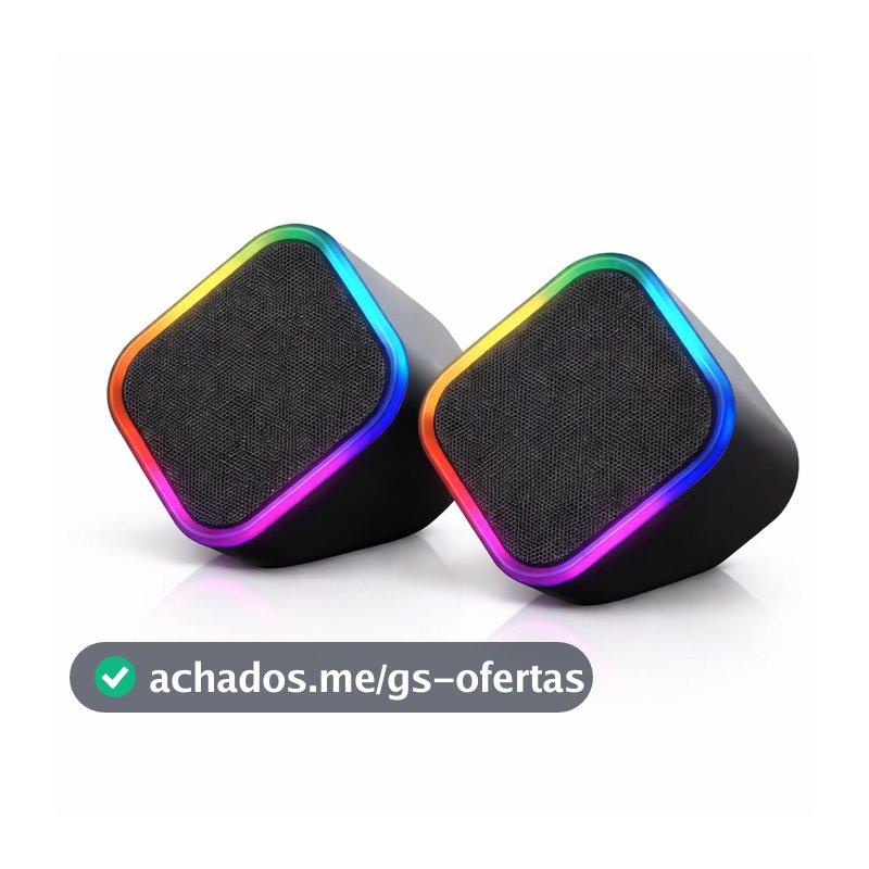 Caixa de Som para PC Gamer 6W RMS, Alto Falante Estéreo com Iluminação RGB, Alimentação USB e Áudio P2 3,5mm, Ajuste de Volume, Ideal para Notebook, Setup Gamer e Home Office