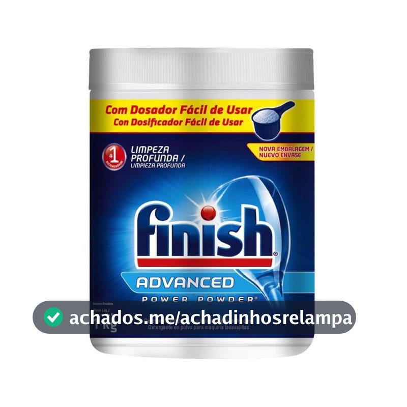 Finish Advanced Detergente para Lava Louças em Pó, Sabão Limpeza Profunda, 1kg