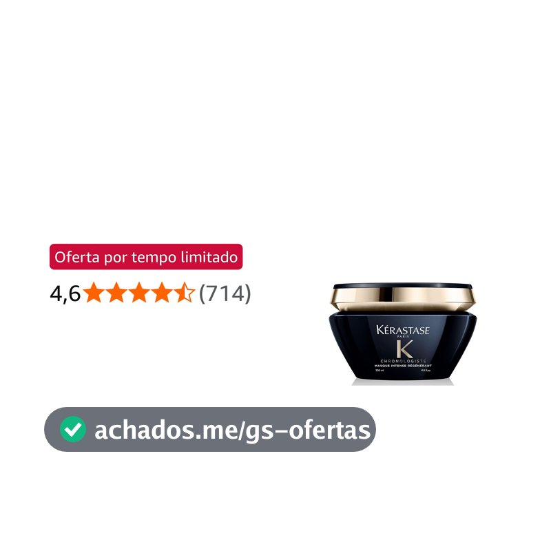 Kérastase Chronologiste Masque Intense Régénérant, Para Todos os Tipos de Cabelo, Regeneração e Hidratação Profunda, com Ácido Hialurônico e Vitamina E, 200ml