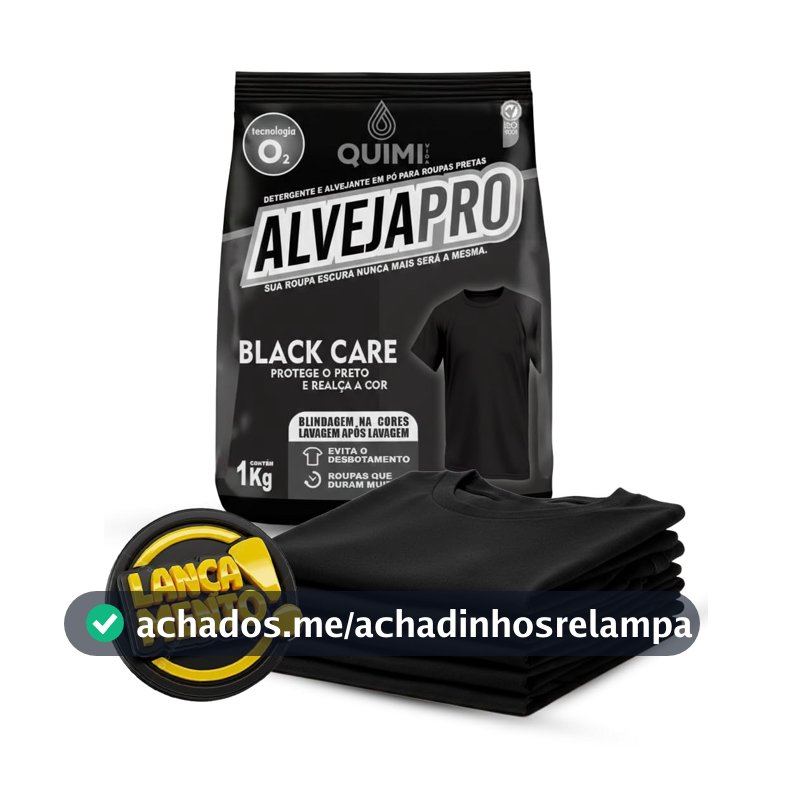 Alveja Pro Black Percarbonato para Roupas Pretas Remove Odor, Sujeira Profunda e Revitaliza o Preto sem Desbotar Limpeza Ativa com Oxigênio Uso em Máquina e Manual – 1kg