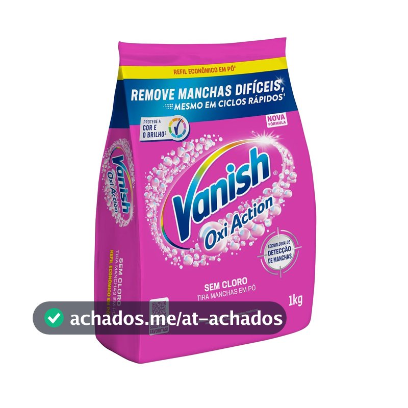 Tira Manchas em Pó Vanish Oxi Action Pink Refil 1kg para Roupas Coloridas, Sem Cloro, com Percarbonato, Remove Manchas Difíceis, Preserva as Cores e Deixa as Roupas Como Novas