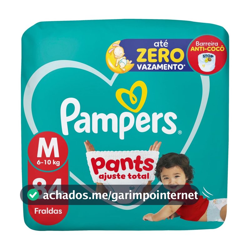 Fralda Pampers Pants Ajuste Total Tamanho M, Fácil de Vestir, 84 Unidades