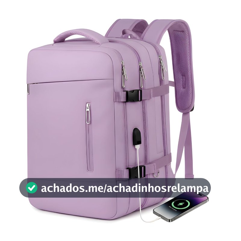 Mochila Viagem Avião Expansível 40L Impermeável Bagagem de Mão Premium