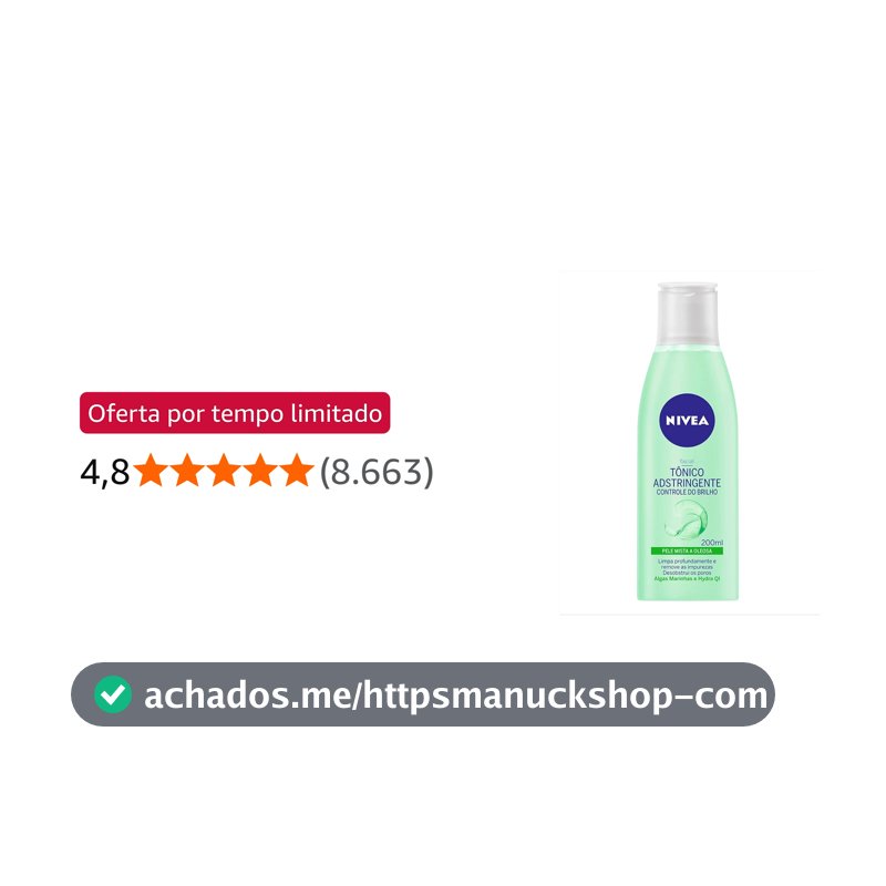 NIVEA Tônico Facial Controle do Brilho 200ml, Tonifica e,Pele Mista e Oleosa
