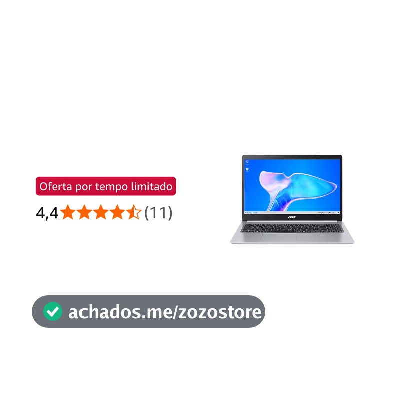 Acer Notebook Aspire 5 AMD Ryzen 5 5500U 16GB SSD 512GB 15.6" Full HD Linux Preto Alimentação CA Compatível c/ Mouse USB - A515-45-R478