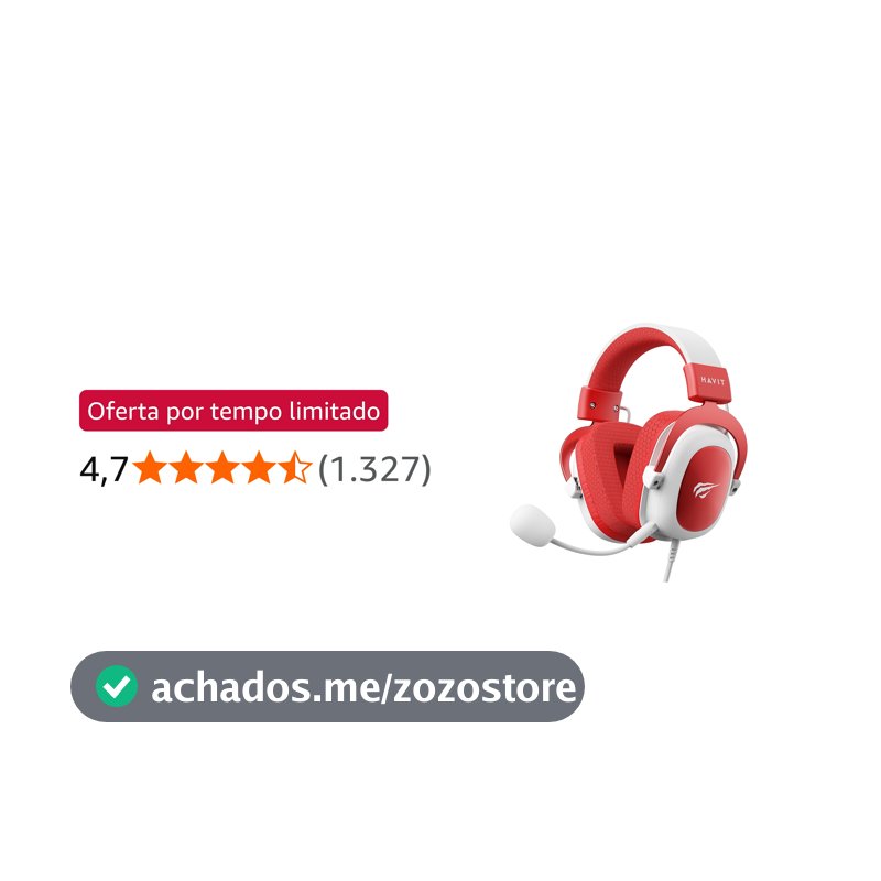 Havit Headphone Fone de Ouvido H2002d Red, Gamer, com Microfone, Falante 53mm, Plug 3, 5mm: compatível com XBOX ONE e PS4, HV-H2002d Cor Vermelho e Branco