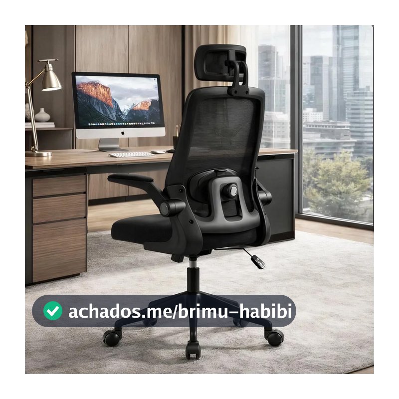 BlidShop Cadeira de Escritório Ergonômica, Suporte 120kg, Ajuste Lombar, Apoio de Cabeça, Tela Mesh Premium, Giratória, Home Office (Preta)