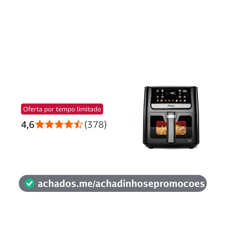 Air Fryer Philco 6,5L Visor Glass 1700W PAF65 127V