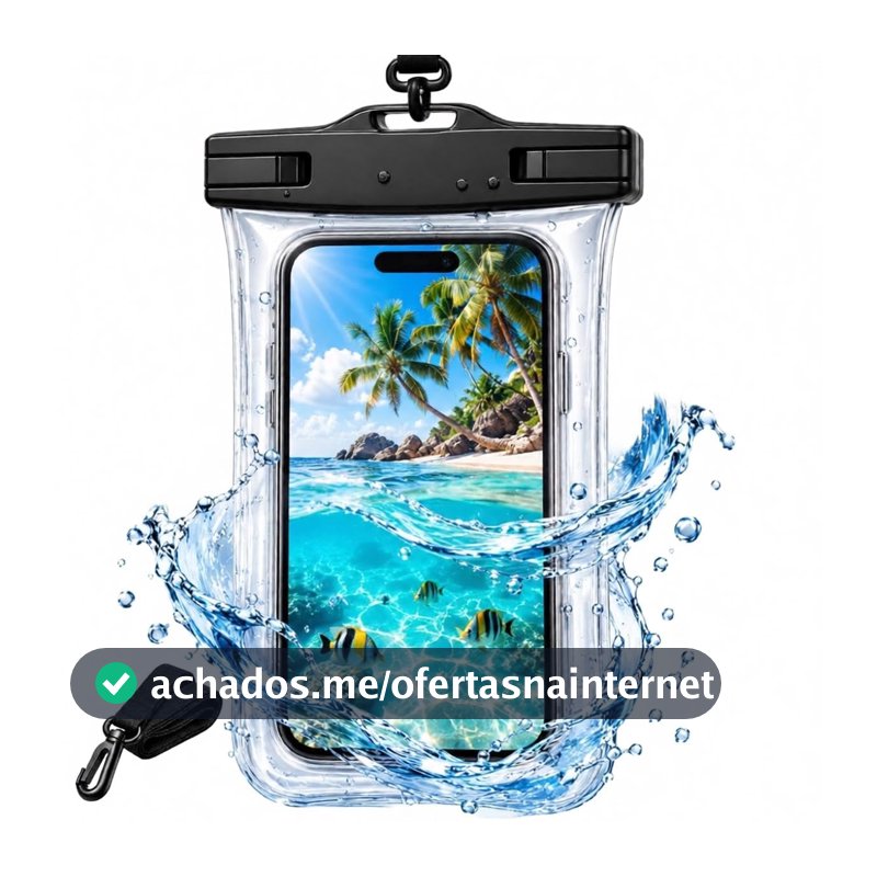 Capa Case Celular Impermeável Prova de Água para iPhone Android IPX8 Preto
